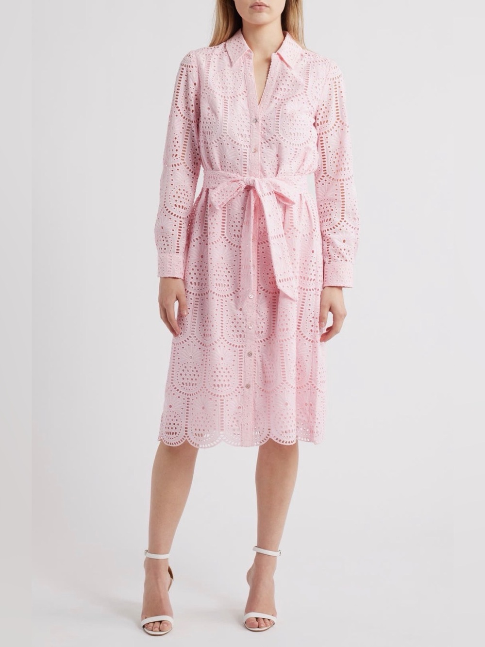 Lilly Pulitzer®
Eira Eyelet Tie Waist
Long Sleeve Maxi
Shirtdress